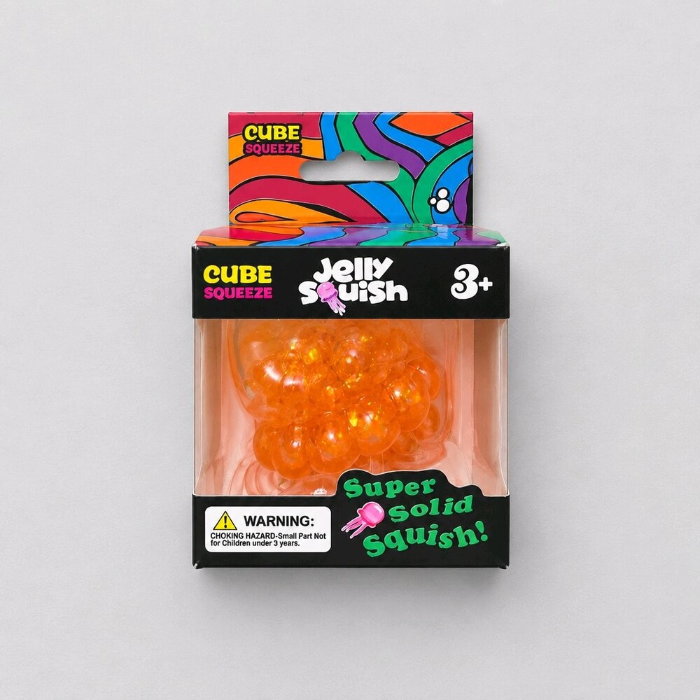 Jelly Squish Cube Squeeze Squishy Toy Orange Super Solid Squish